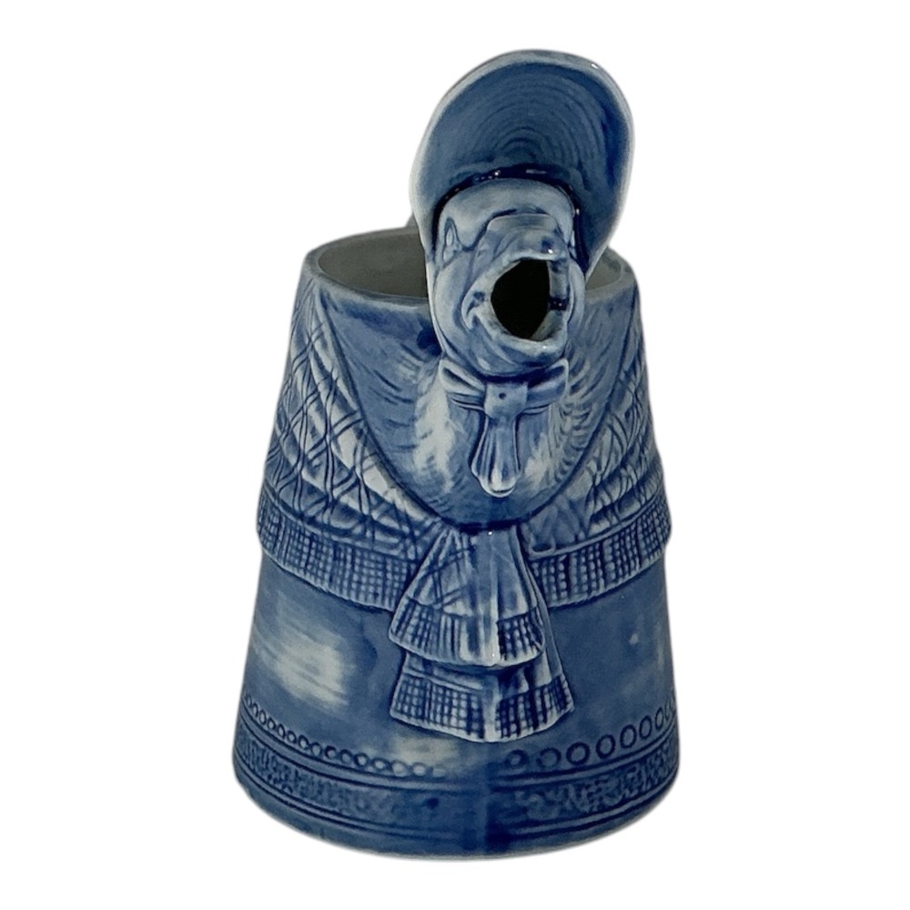 USchafer & Vater Goose in Shawl Pitcher German Flow Blue Figural Creamer Vintage - Picture 3 of 6